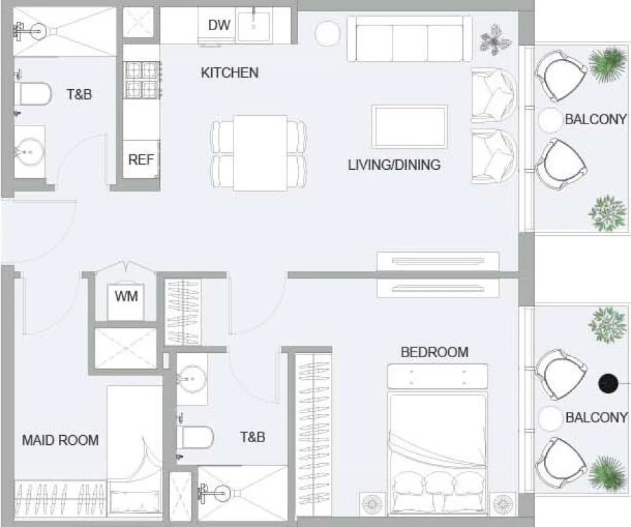 1 BR — 1.5 Bedroom Type B