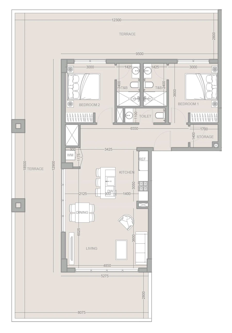 2 BR — 2 Bedroom Type A