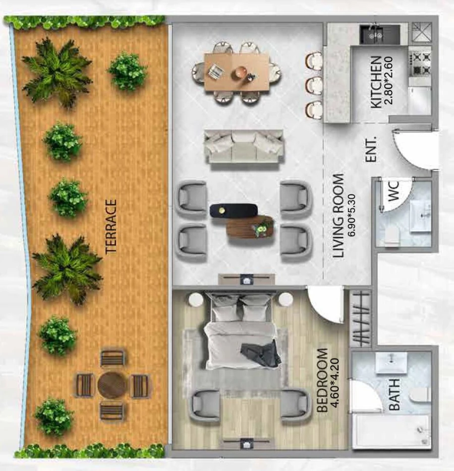 1 BR — 1 Bedroom Type 41