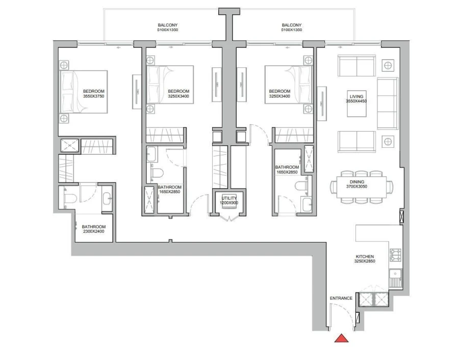 3 BR — 3 BEDROOM APARTMENT TYPE A