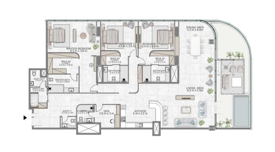 3 BR — 3 Bedrooms + Den