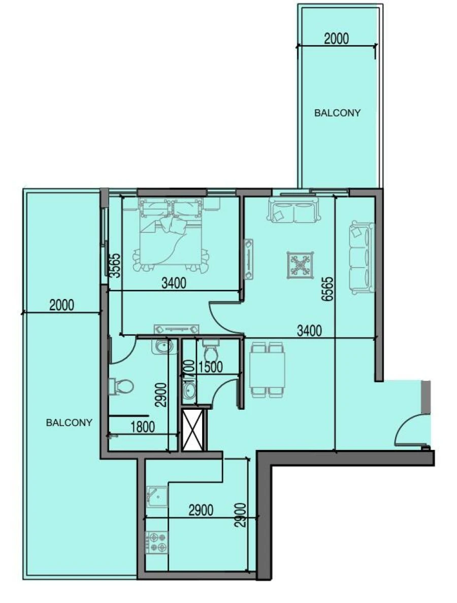 1 BR — 1 BHK Unit Type 1