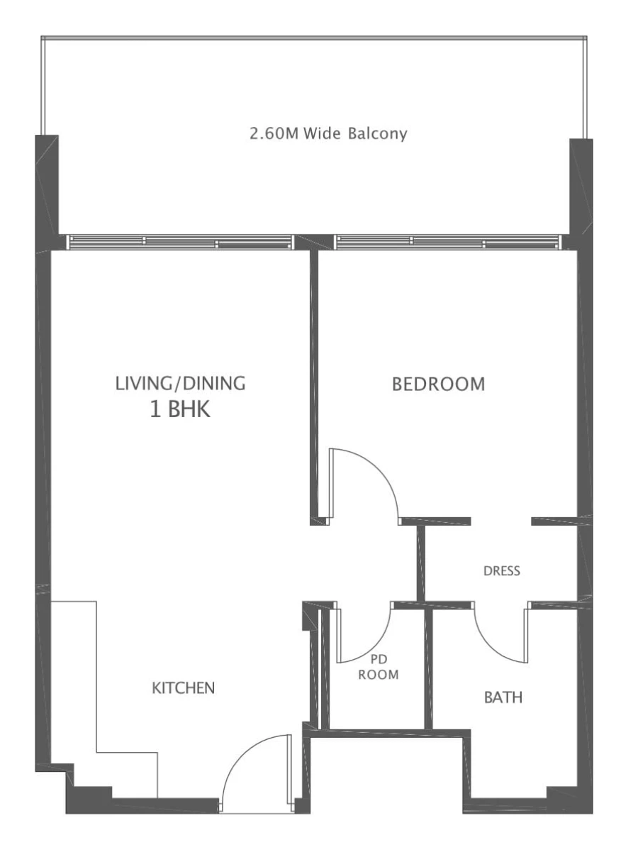 1 BR — 1BHK Type 1