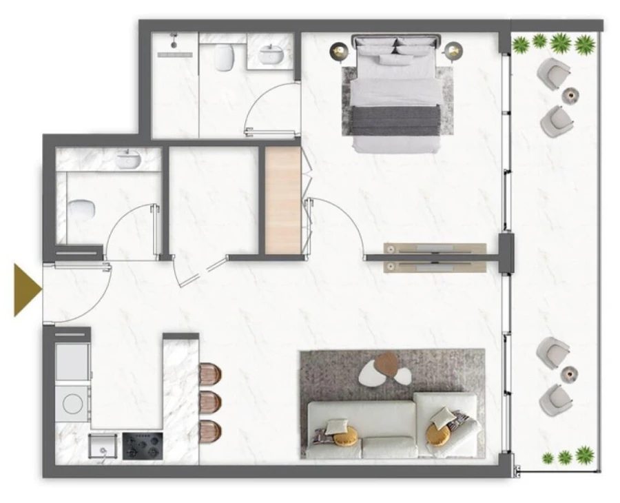 1 BR — 1 Bed layout