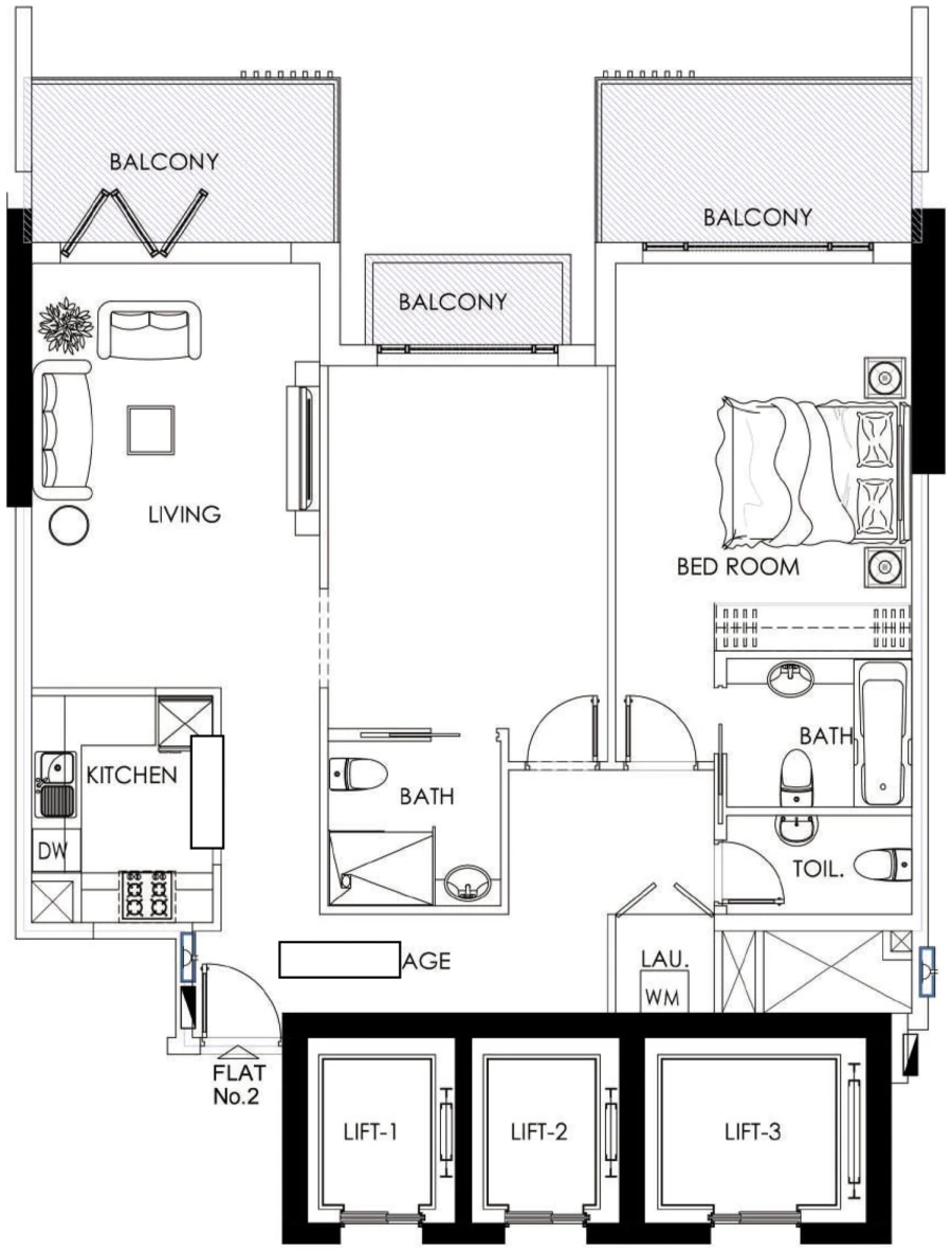 1 BR — 1 BR + Room