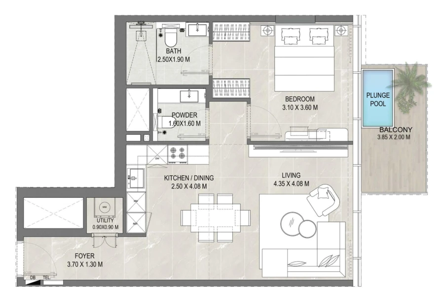 1 BR — 1 Bedroom Layout Series 10