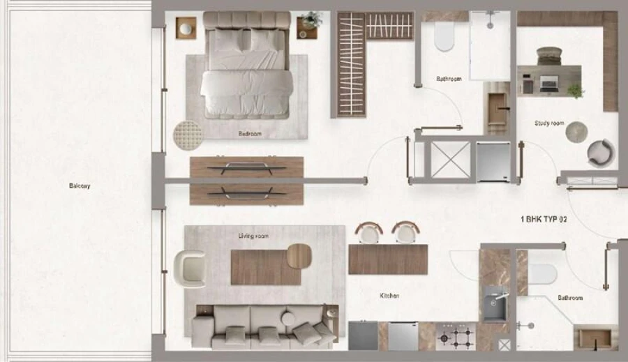 1 BR — 1 Bedroom - 02