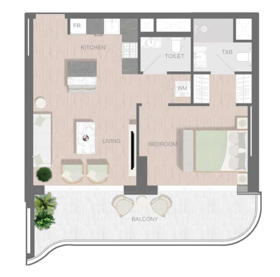 1 BR — 1 Bedroom Type 7