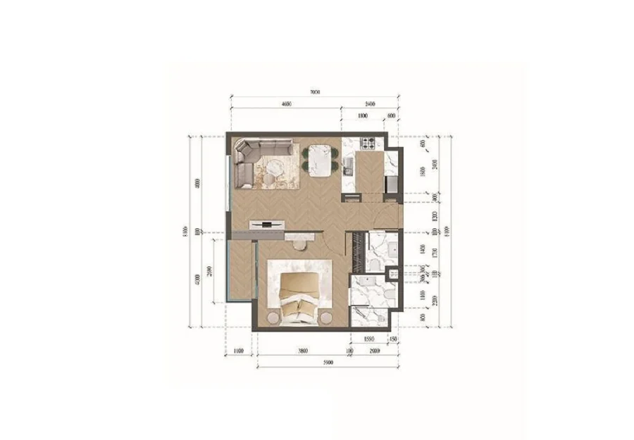 1 BR — One Bedroom Type 5