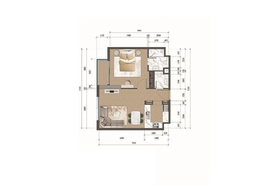 1 BR — One Bedroom Type 4