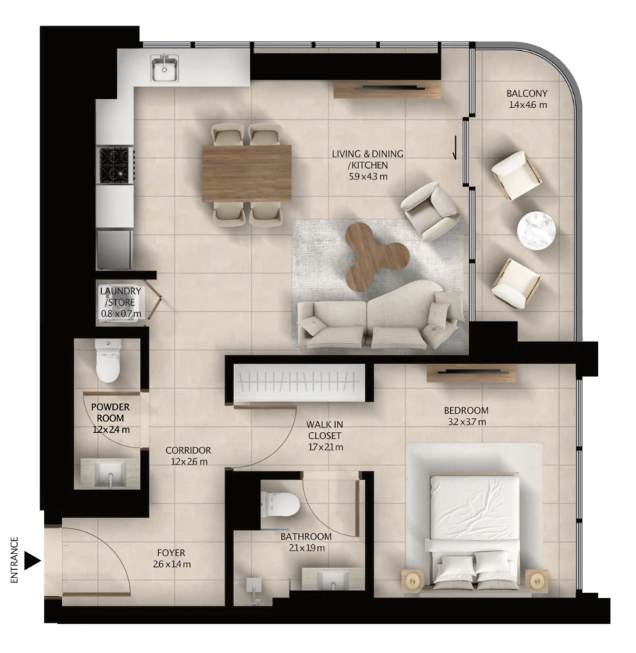 1 BR — 1 Bedroom Type 02