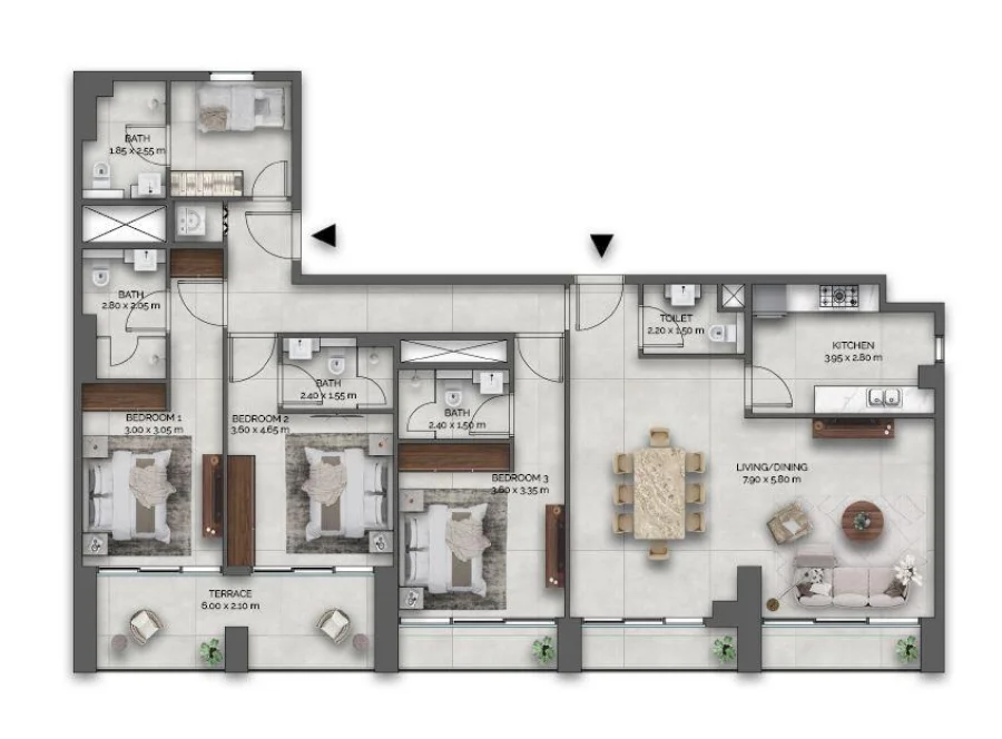 3 BR — 3 BEDROOM UNIT 1102 - 1202