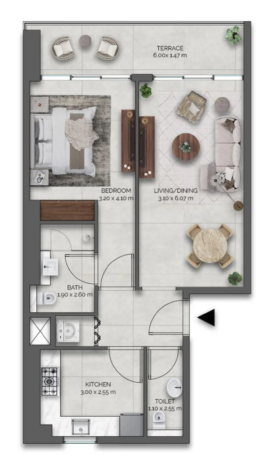 1 BR — 1 BEDROOM UNIT 205 - 1005