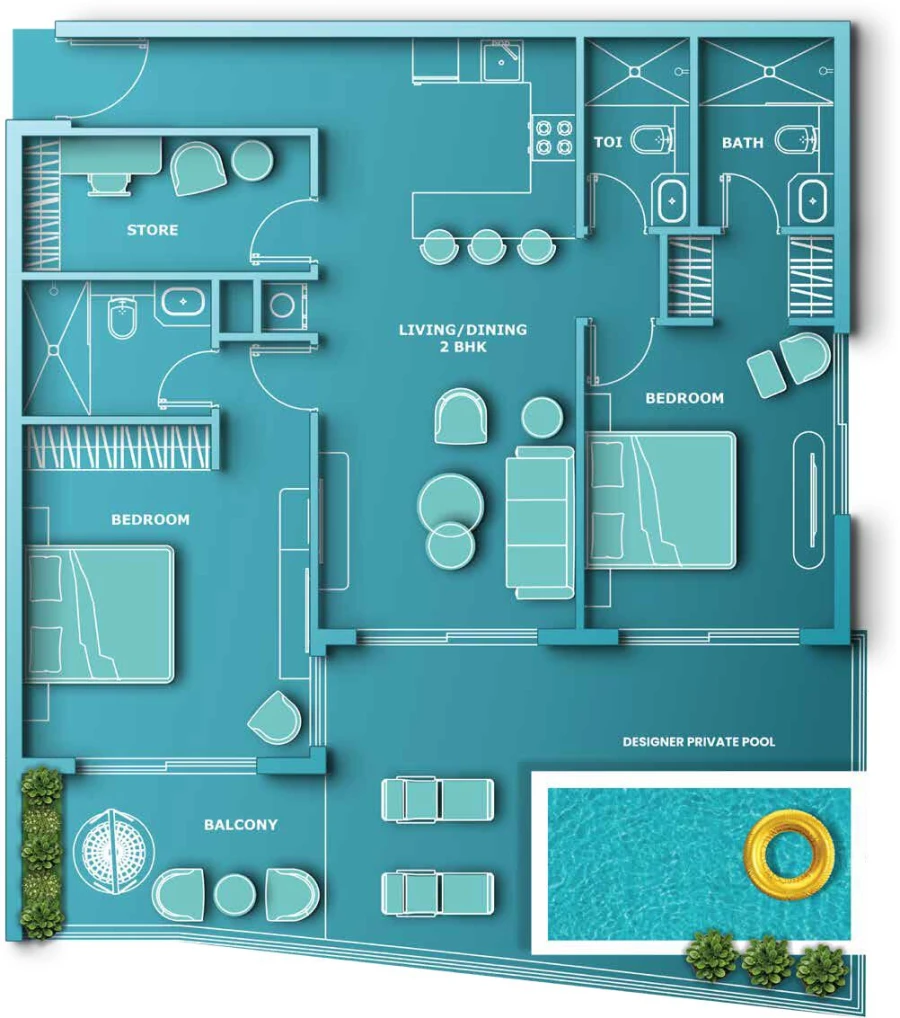 2 BR — 2 Bedrooms with Pool and Multi Utility Room