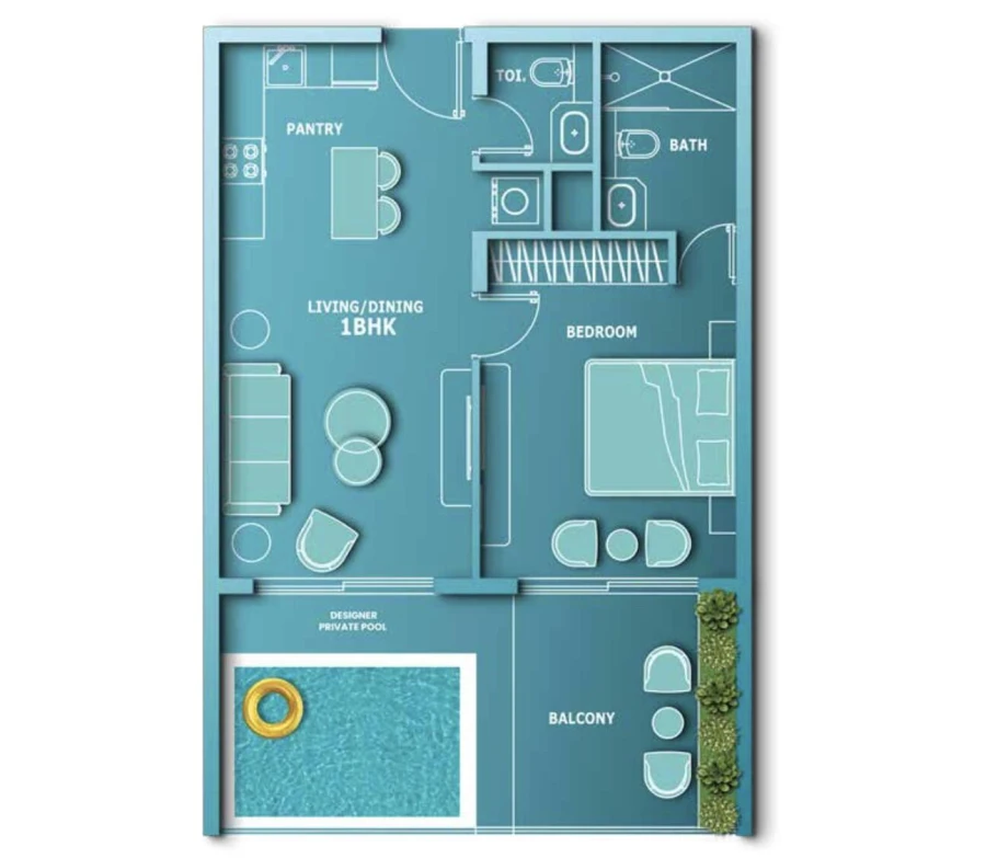 1 BR — 1 Bedroom with Pool