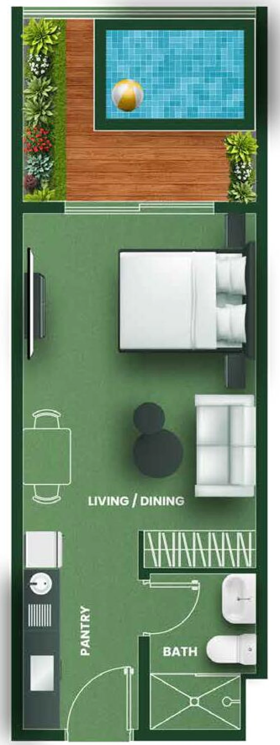 Studio — Studio with Designer Private Pool