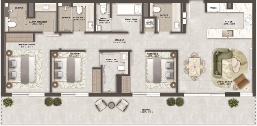 3 BR — 3 Bedroom Type A