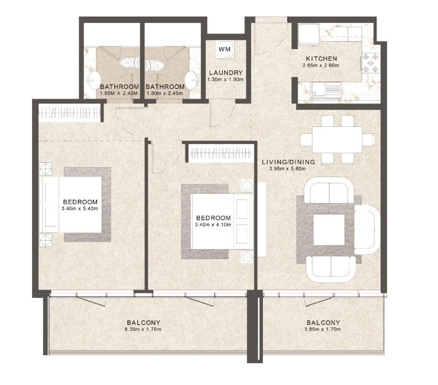 2 BR — Two Bedroom Apartment