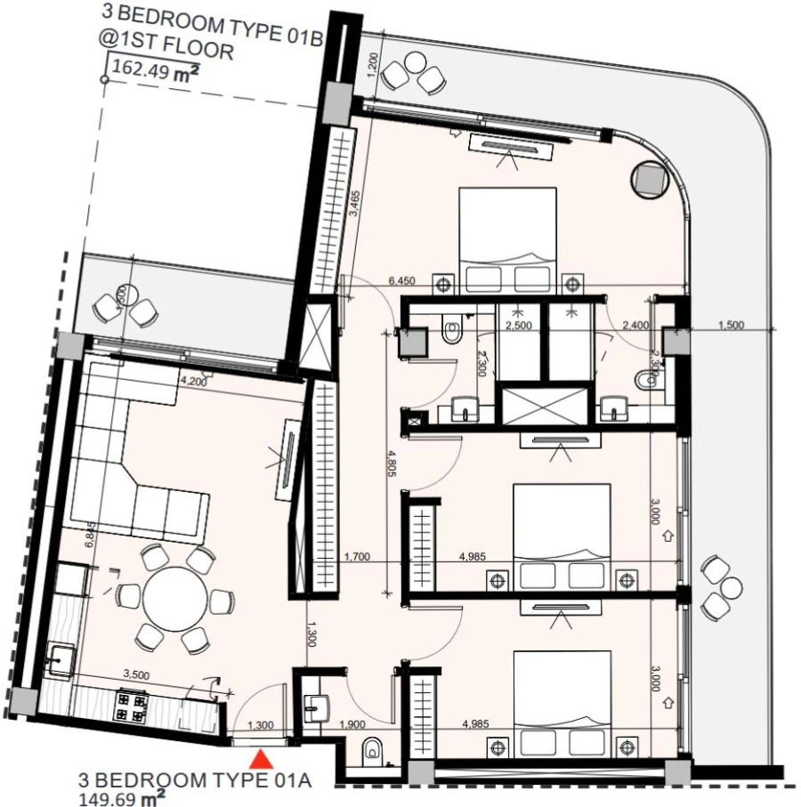 3 BR — 3 Bedroom Type 01A/01B