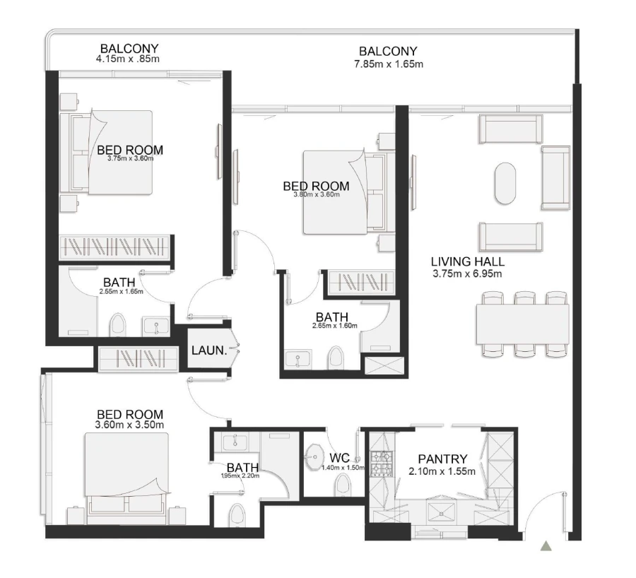 3 BR — Executive Three Bedroom Residence