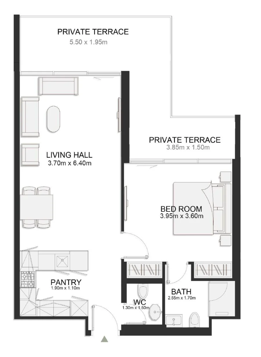 1 BR — Contemporary One Bedroom Type 4