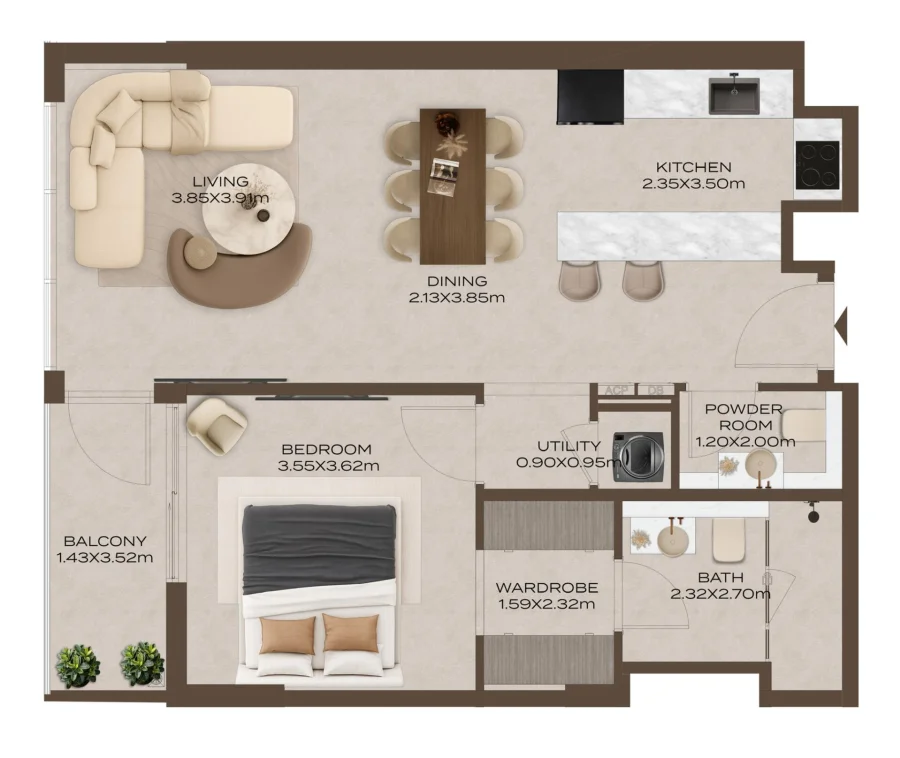 1 BR — 1 Bedroom Type A