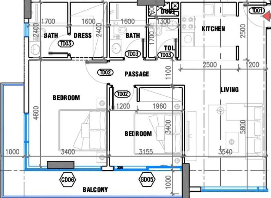 2 BR — 2 Bedroom Type 1