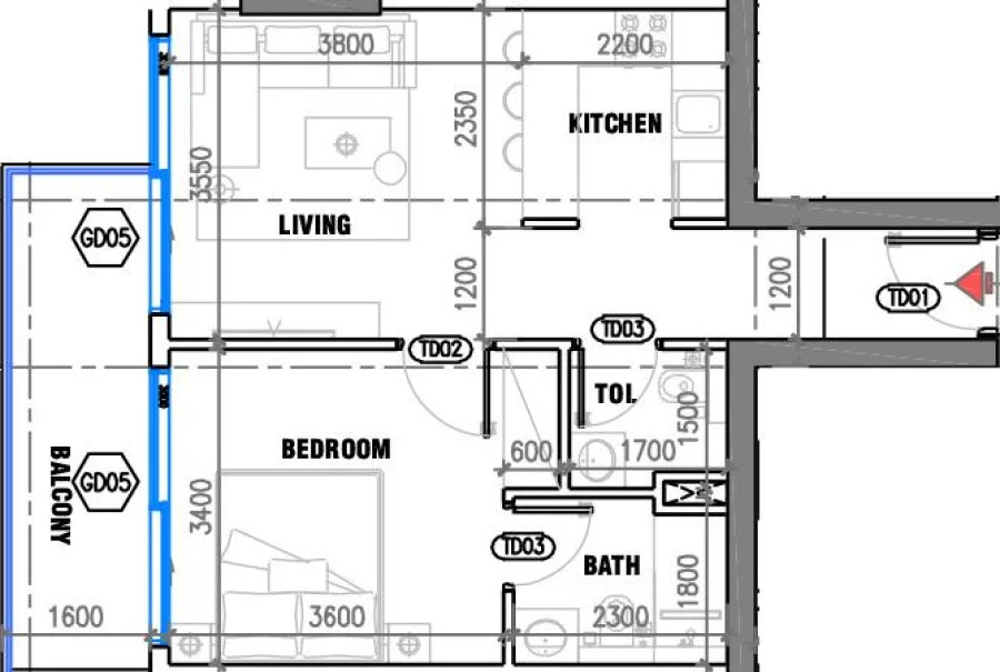 1 BR — 1 Bedroom Type 7