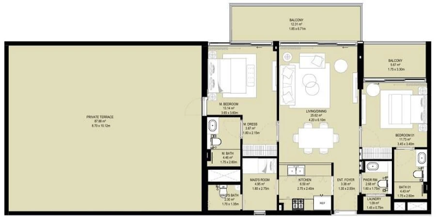 2 BR — 2.5 Bedroom Type 2-B
