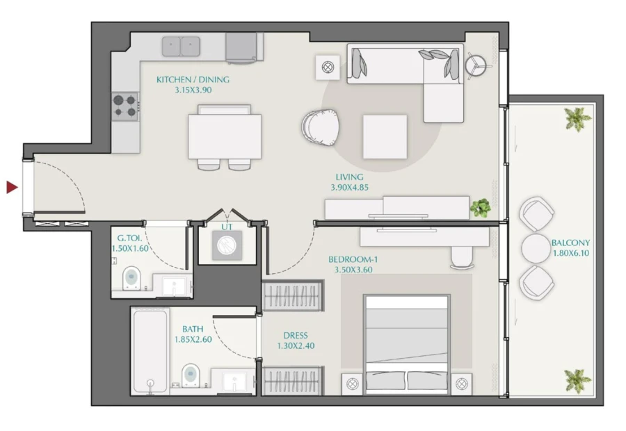 1 BR — 1 Bedroom Type A