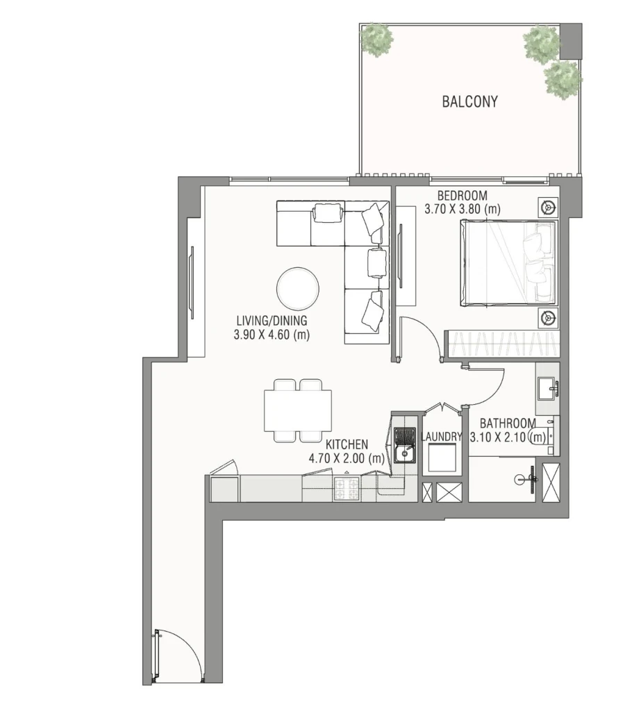 1 BR — 1 BEDROOM APARTMENT TYPE D