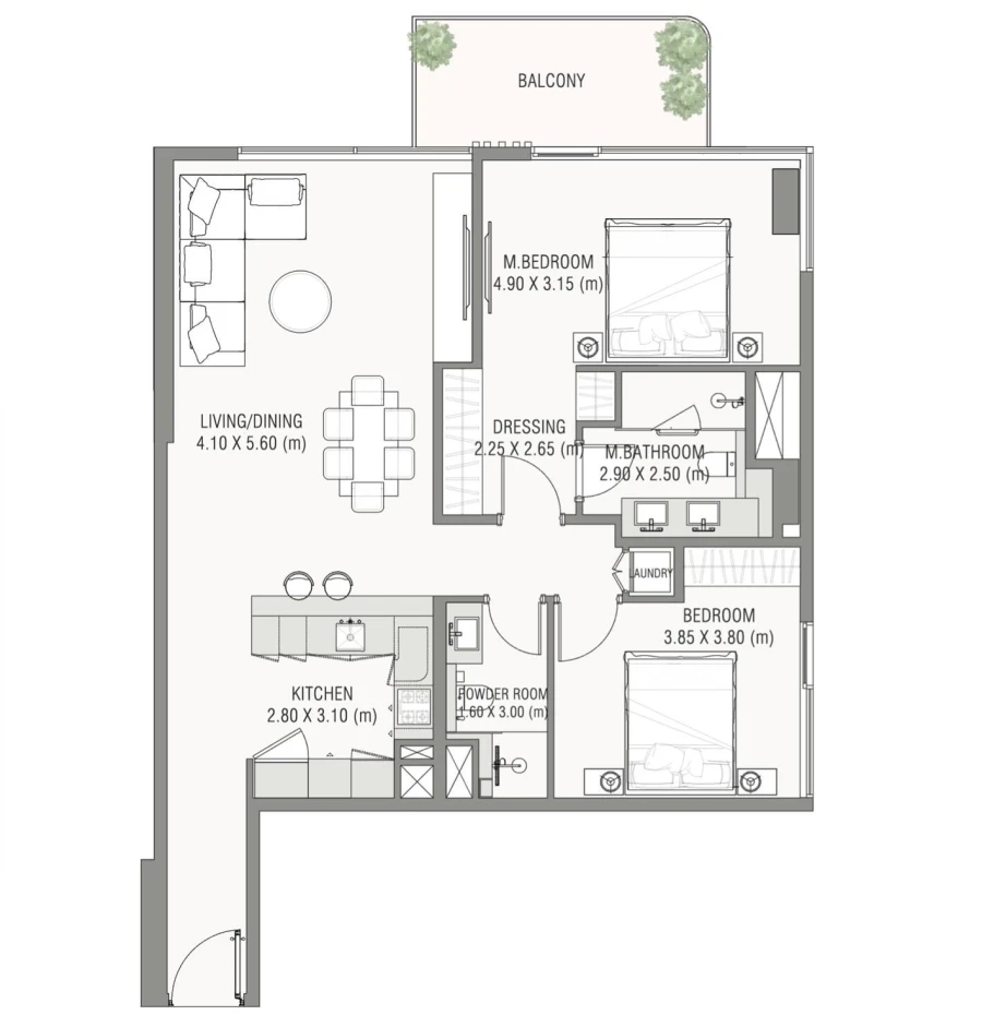 2 BR — 2 BEDROOM APARTMENT TYPE C