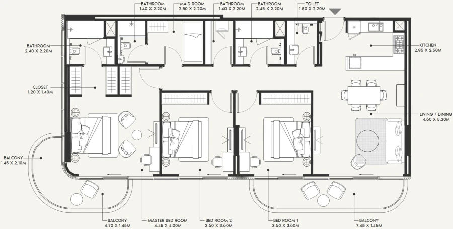 3 BR — 3 Bedroom Type 02A