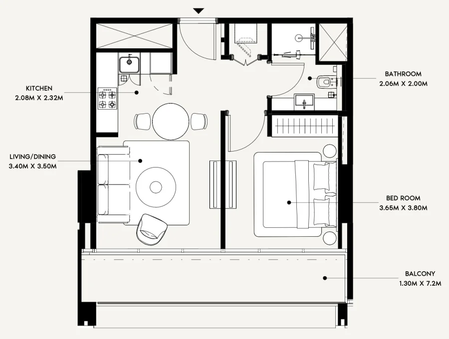 1 BR — 1 Bedroom Type 01