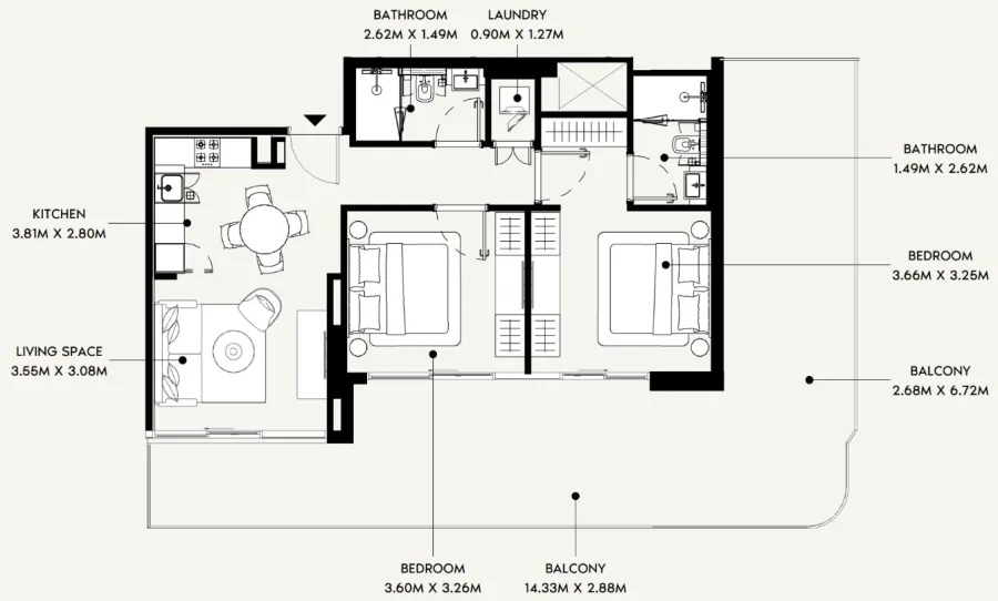 2 BR — 2 Bedroom Type 01B