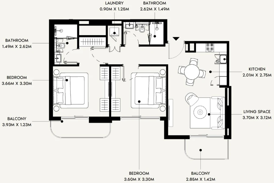 2 BR — 2 Bedroom Type 01A