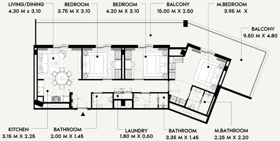 3 BR — 3 Bedroom (TYPE-1A)