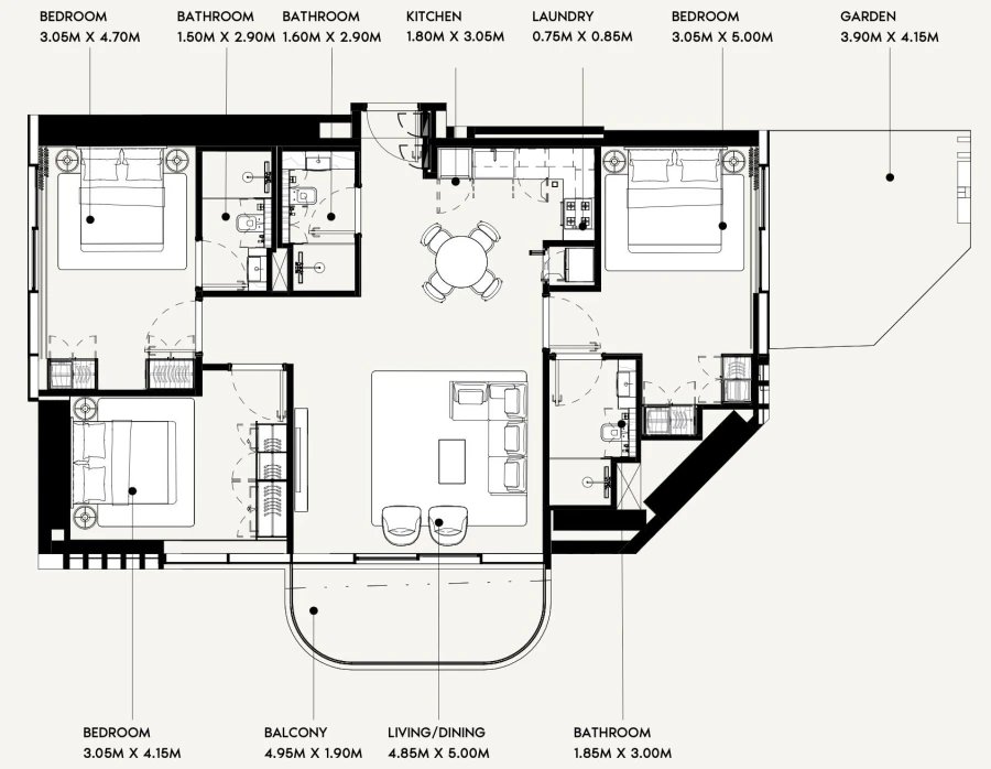 3 BR — 3 Bedroom Type 01A