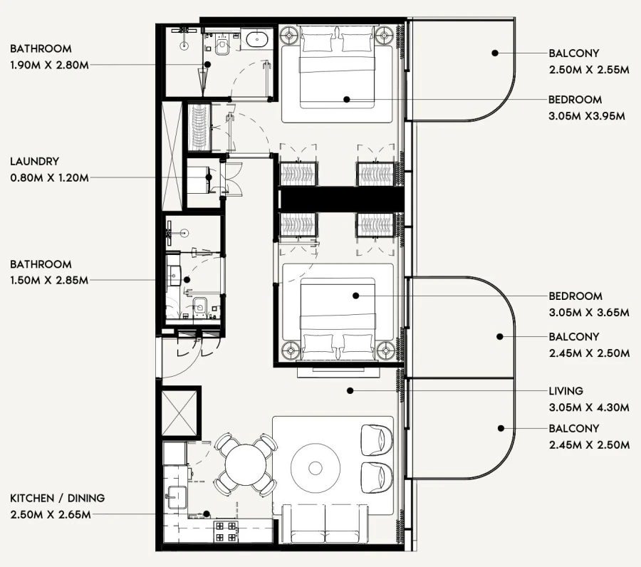 2 BR — 2 Bedroom Type 01B