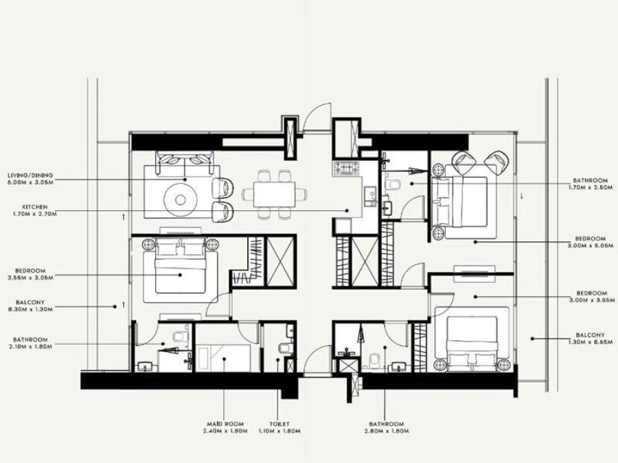 3 BR — 3 Bedroom Type 01