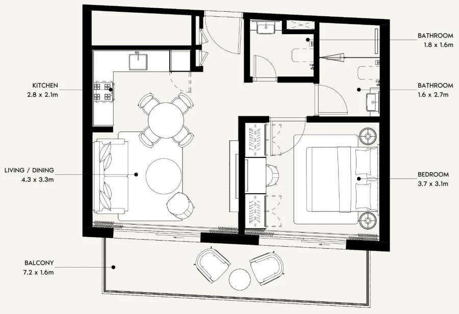 1 BR — 1 Bedroom Type 2