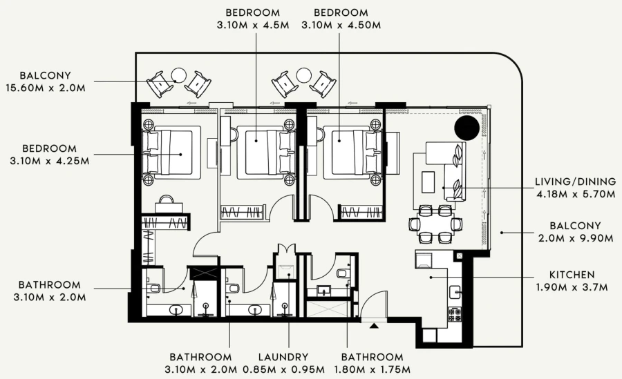 3 BR — 3 Bedroom Type 01