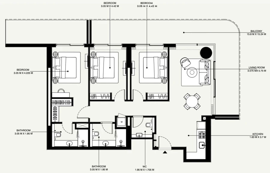 3 BR — 3 Bedroom Type 3