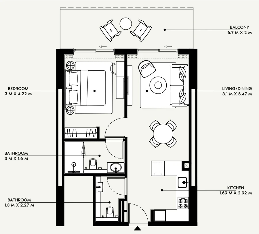 1 BR — 1 Bedroom Type 1