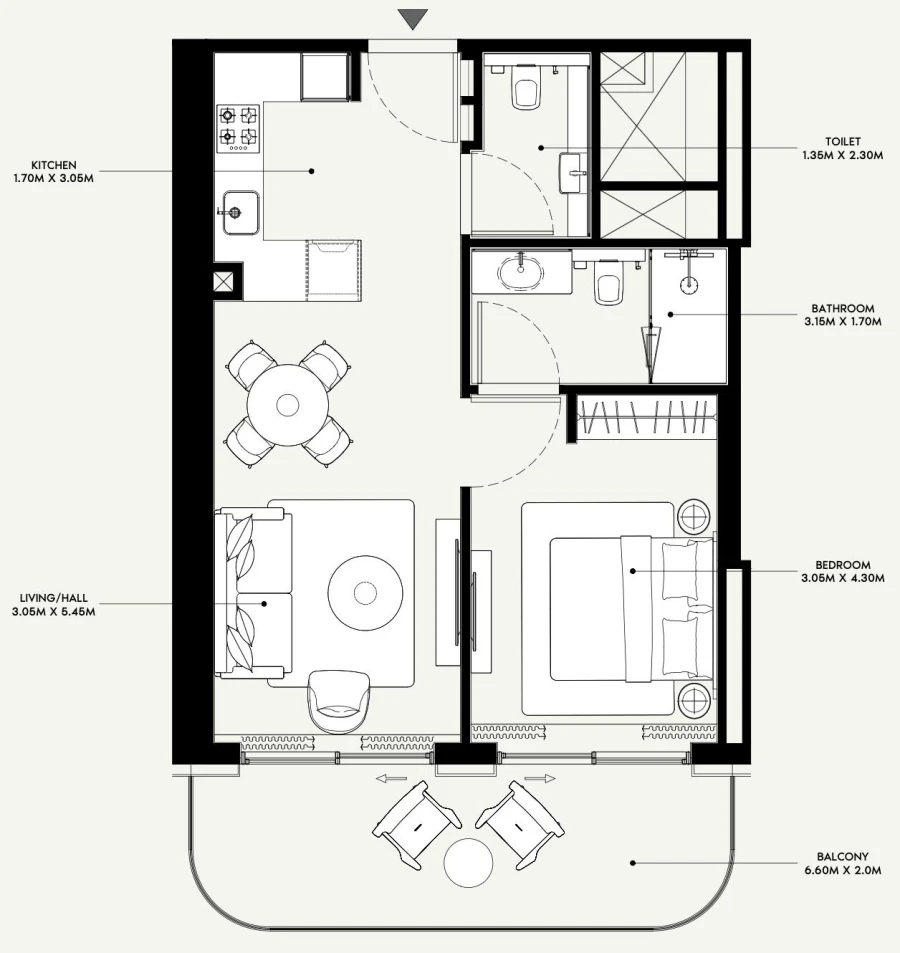 1 BR — 1 Bedroom Type 2A