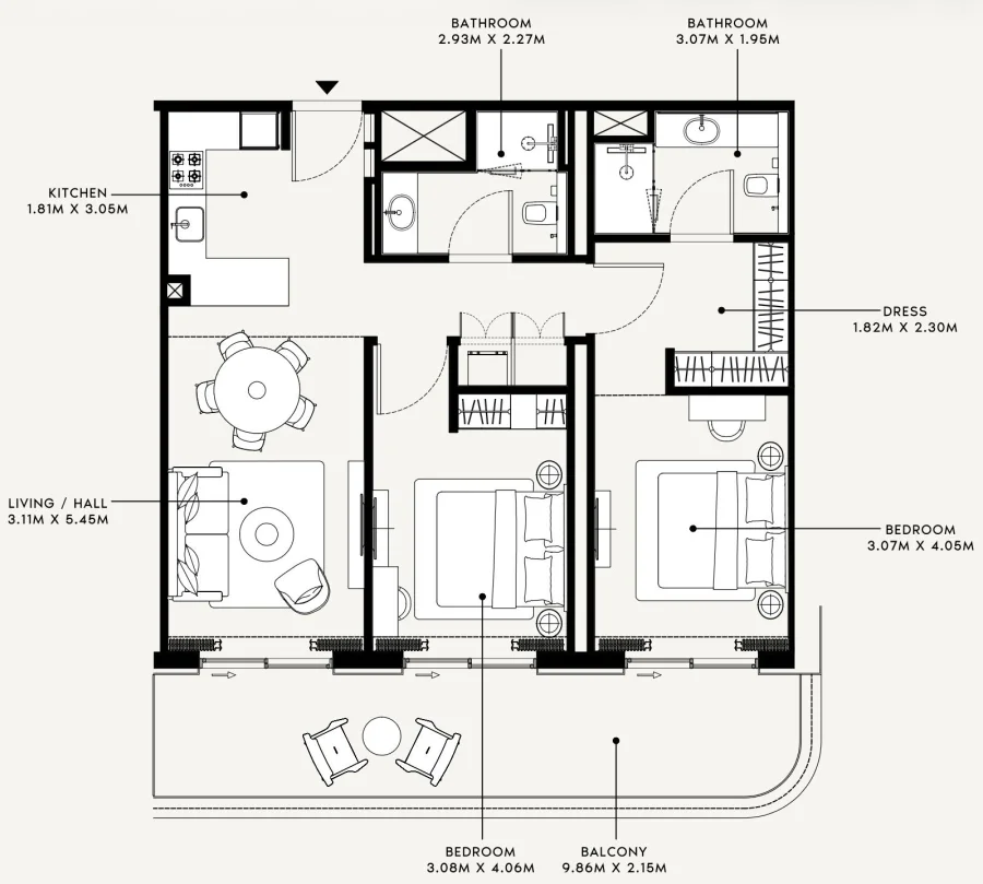 2 BR — 2 Bedroom Type 1