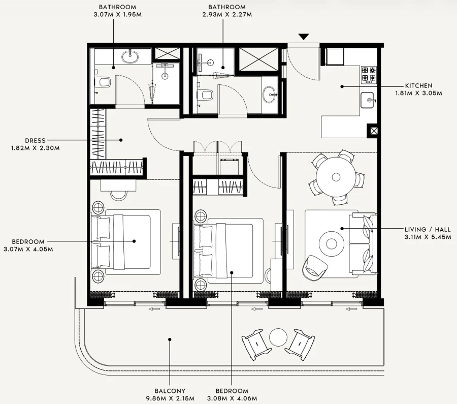 2 BR — 2 Bedroom Type 1