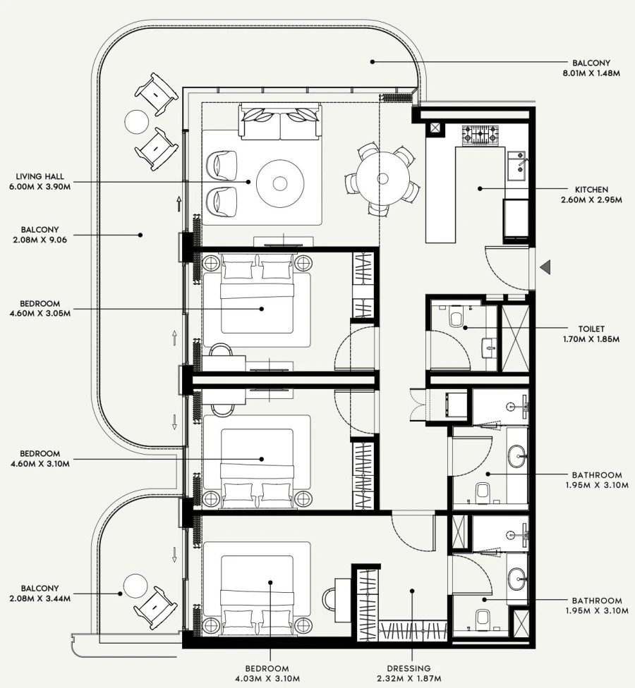 3 BR — 3 Bedroom Type 1