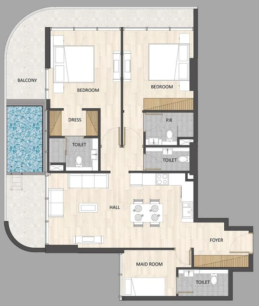 2 BR — 2 Bedroom Type A (b)