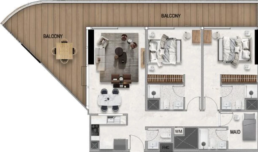 2 BR — 2 Bedroom Type 1